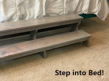 Load image into Gallery viewer, Two Step Stool Wood 45” Long Handicapped Elderly Custom Handmade Personalized Engraved Bed Kitchen Bathroom Solid Hardwood Kids