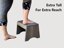 Load image into Gallery viewer, Wood Step Stool 10” Tall Custom Handmade Bed Kitchen Bathroom Personalized Engraved Solid Hardwood Footstool Wooden Kids Toddler