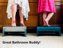 Load image into Gallery viewer, Wood Step Stool by CW Furniture Custom Choose Finish Bed Kitchen Bathroom Personalized Engraved Solid Hardwood Foot Stool Wooden Kids Toddler Elderly