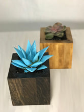 Load image into Gallery viewer, Succulent Planter by CW Furniture Choose Finish Wood Plant Box Geometric Cube Small Indoor Pot Catus Cacti Handmade Solid Hardwood Poplar