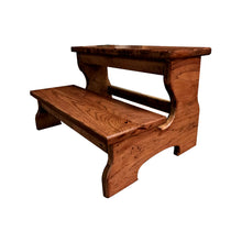 Load image into Gallery viewer, Two Step Stool Wood 20” Long Handicapped Elderly Custom Handmade Personalized Engraved Bed Kitchen Bathroom Solid Hardwood Kids