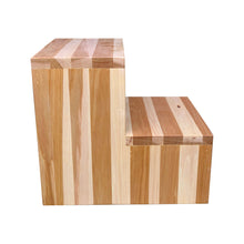 Load image into Gallery viewer, Two Step Stool Wood Modern by CW Furniture Footstool Custom Handmade Personalized Engraved Wooden Maple Walnut Hickory Bed Kitchen Bathroom Kids