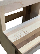 Load image into Gallery viewer, Two Step Stool Wood Modern by CW Furniture Footstool Custom Handmade Personalized Engraved Wooden Maple Walnut Hickory Bed Kitchen Bathroom Kids