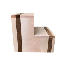 Load image into Gallery viewer, Two Step Stool Wood Modern by CW Furniture Footstool Custom Handmade Personalized Engraved Wooden Maple Walnut Hickory Bed Kitchen Bathroom Kids