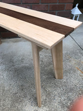 Load image into Gallery viewer, Bench Wood Modern by CW Furniture Maple Walnut Oak Hardwood Custom Handmade Entryway Shoe Seat Hallway Dining Table Bedroom Custom