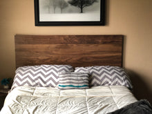 Load image into Gallery viewer, Walnut Headboard Modern by CW Furniture King Queen Full Twin Size Custom Handmade Solid Hardwood Minimalist Legs or Wall Mount French Cleat