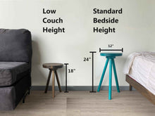 Load image into Gallery viewer, Side Table End Table Round Wood Stool Custom Handmade Barstool Bar Set Modern Minimal Simple Three Legged Accent Nightstand Hardwood