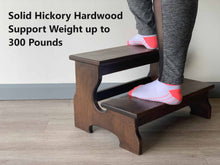 Load image into Gallery viewer, Two Step Stool Wood 20” Long Handicapped Elderly Custom Handmade Personalized Engraved Bed Kitchen Bathroom Solid Hardwood Kids