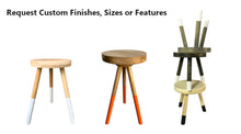Load image into Gallery viewer, Side Table End Table Round Wood Stool Custom Handmade Barstool Bar Set Modern Minimal Simple Three Legged Accent Nightstand Hardwood