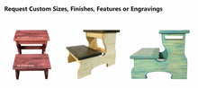 Load image into Gallery viewer, Two Step Stool Wood 20” Long Handicapped Elderly Custom Handmade Personalized Engraved Bed Kitchen Bathroom Solid Hardwood Kids