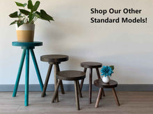 Load image into Gallery viewer, Side Table End Table Round Wood Stool Custom Handmade Barstool Bar Set Modern Minimal Simple Three Legged Accent Nightstand Hardwood