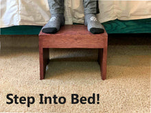 Load image into Gallery viewer, Wood Step Stool 10” Tall Custom Handmade Bed Kitchen Bathroom Personalized Engraved Solid Hardwood Footstool Wooden Kids Toddler