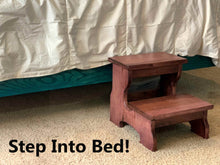 Load image into Gallery viewer, Two Step Stool Wood Custom Handmade Personalized Engraved Bed Kitchen Bathroom Solid Hardwood Kids Elderly Toddler