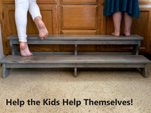 Load image into Gallery viewer, Two Step Stool Wood 45” Long Handicapped Elderly Custom Handmade Personalized Engraved Bed Kitchen Bathroom Solid Hardwood Kids