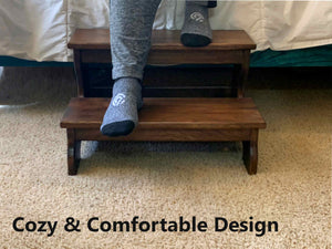 Two Step Stool Wood 20” Long Handicapped Elderly Custom Handmade Personalized Engraved Bed Kitchen Bathroom Solid Hardwood Kids