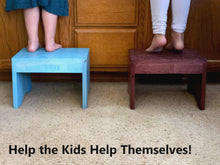 Load image into Gallery viewer, Wood Step Stool 10” Tall Custom Handmade Bed Kitchen Bathroom Personalized Engraved Solid Hardwood Footstool Wooden Kids Toddler