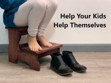 Load image into Gallery viewer, Two Step Stool Wood Custom Handmade Personalized Engraved Bed Kitchen Bathroom Solid Hardwood Kids Elderly Toddler