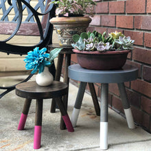 Load image into Gallery viewer, Modern Plant Stand Three Leg Stool Tall Choose Finish by CW Furniture Wood Indoor Flower Pot Base Display Holder Solid Wooden Kids Chair Table Simple