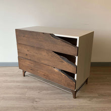 Load image into Gallery viewer, Live Edge Wood Dresser by CW Furniture Custom Reclaimed Rustic Modern White Drawer Chest of Drawers Chest Dresser Modern Reclaimed Wood