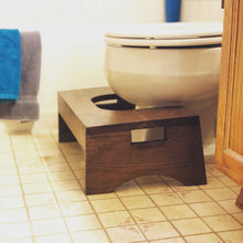 Load image into Gallery viewer, Wood Toilet Stool by CW Furniture Bathroom Squat Potty Squatting Step Handmade Natural Solid Hardwood Custom Hickory Engraved Modern Handicapped