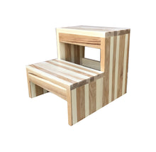 Load image into Gallery viewer, Two Step Stool Wood Modern by CW Furniture Footstool Custom Handmade Personalized Engraved Wooden Maple Walnut Hickory Bed Kitchen Bathroom Kids