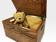Load image into Gallery viewer, Wood Chest by CW Furniture Toy Box Kids Engraved Personalized Hope Memory Treasure Shoe Blanket Solid Hardwood Handmade Handles Safety Hinge Oak