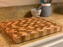 Load image into Gallery viewer, End Grain Hickory Wood Cutting Board Butcher Block by CW Furniture Custom Beeswax and Orange Oil Solid Hardwood Kitchen Personalized Engraved
