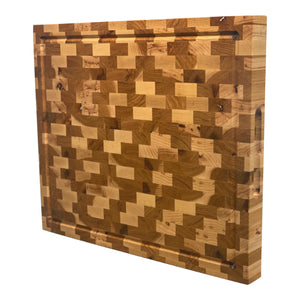 End Grain Hickory Wood Cutting Board Butcher Block by CW Furniture Custom Beeswax and Orange Oil Solid Hardwood Kitchen Personalized Engraved