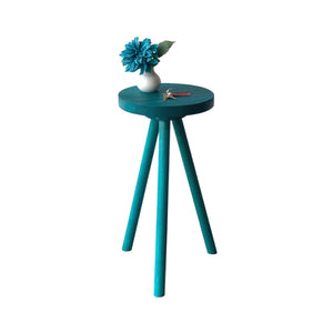 Side Table End Table Round Wood Stool Custom Handmade Barstool Bar Set Modern Minimal Simple Three Legged Accent Nightstand Hardwood