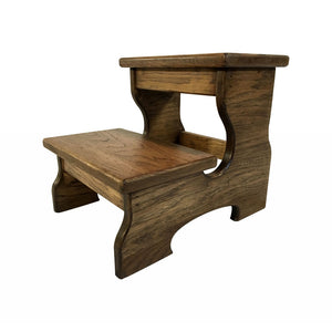 Two Step Stool Wood Custom Handmade Personalized Engraved Bed Kitchen Bathroom Solid Hardwood Kids Elderly Toddler