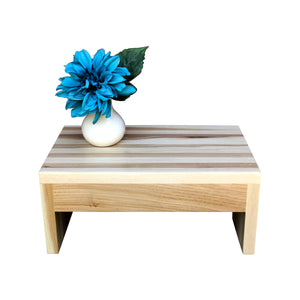 Modern Wood Step Stool by CW Furniture Footstool Custom Personalized Engraved Handmade Walnut Maple Birch Hickory Wooden Bed Kitchen Bathroom Kids
