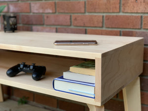 Coffee Table Wood Modern by CW Furniture with Shelf Custom Handmade Walnut Maple Oak Birch Minimalist Living Room Sofa Couch