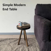 Load image into Gallery viewer, Side Table End Table Round Wood Stool Custom Handmade Barstool Bar Set Modern Minimal Simple Three Legged Accent Nightstand Hardwood