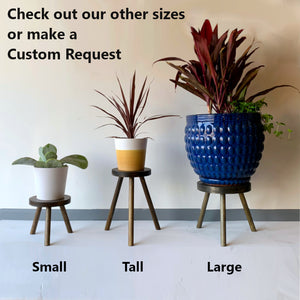 Modern Plant Stand Three Leg Stool Large by CW Furniture Wood Indoor Flower Pot Base Display Holder Solid Wooden Kids Chair Tea Table Minimalist