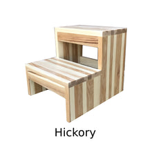 Load image into Gallery viewer, Two Step Stool Wood Modern by CW Furniture Footstool Custom Handmade Personalized Engraved Wooden Maple Walnut Hickory Bed Kitchen Bathroom Kids